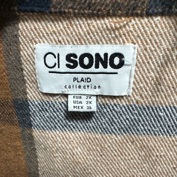 π Ci Sono Plaid Shacket Jacket XXL | Tan Cream Check | Soft Brushed Fall Layer π - Picture 5 of 7